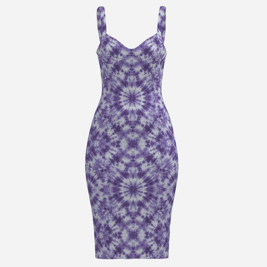 Melammu purple geometric tie-dye print Women's dress designer cool trendy viral stunning sexy