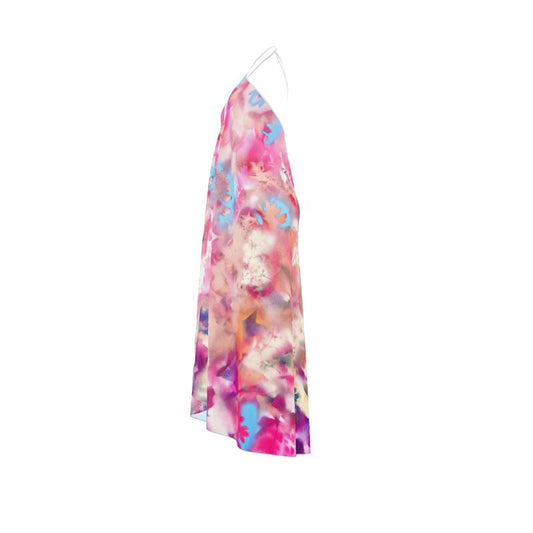 Melammu multicoloured botanical halterneck backless dress