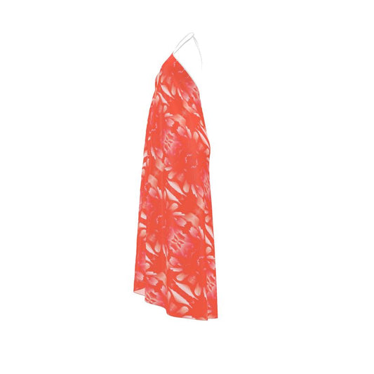 メラム ホルターネック 花柄マルチカラー バックレスドレス