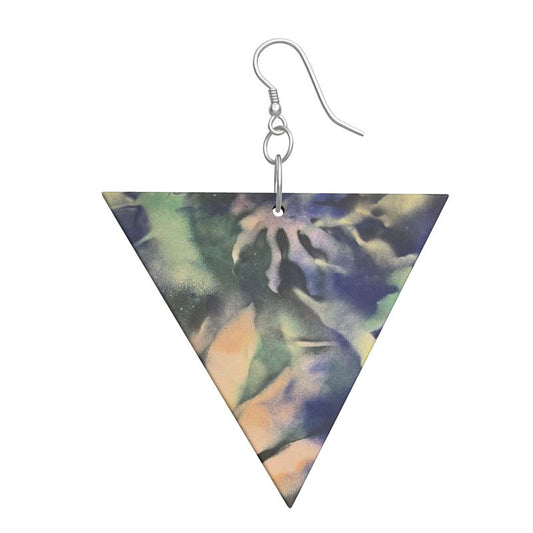 Melammu Wooden botanical triangle earrings
