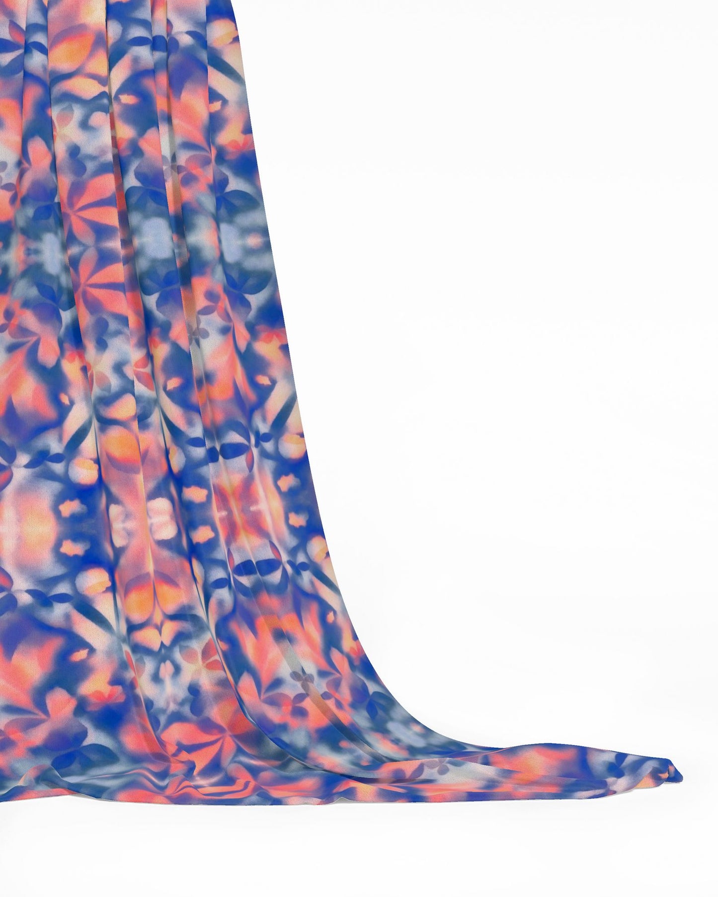 12 Melammu botanical navy and orange geometric flow fabric