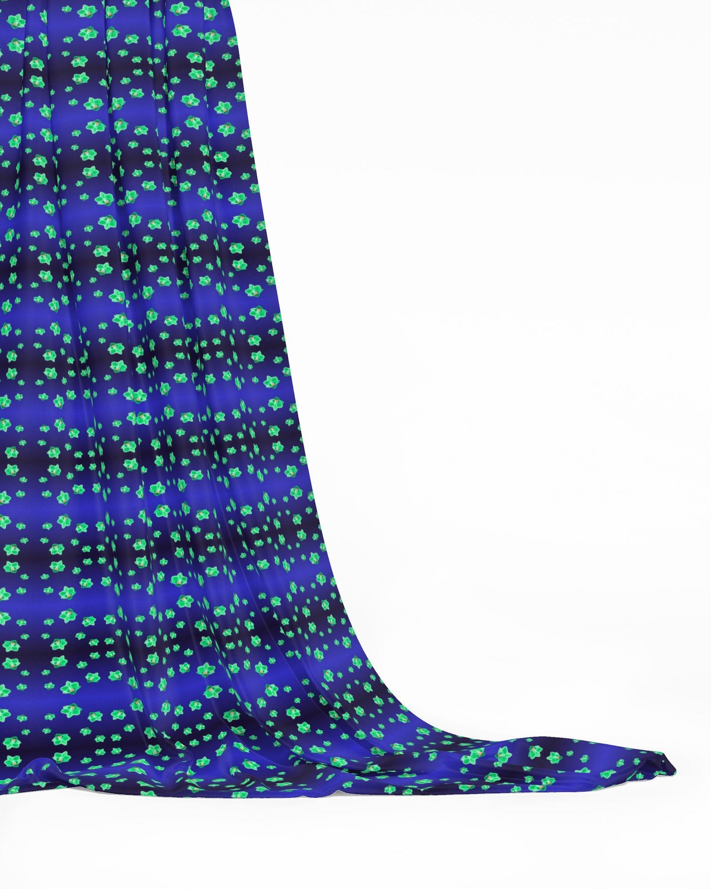 Melammu neon green orchid on navy blue gradient wave fabric