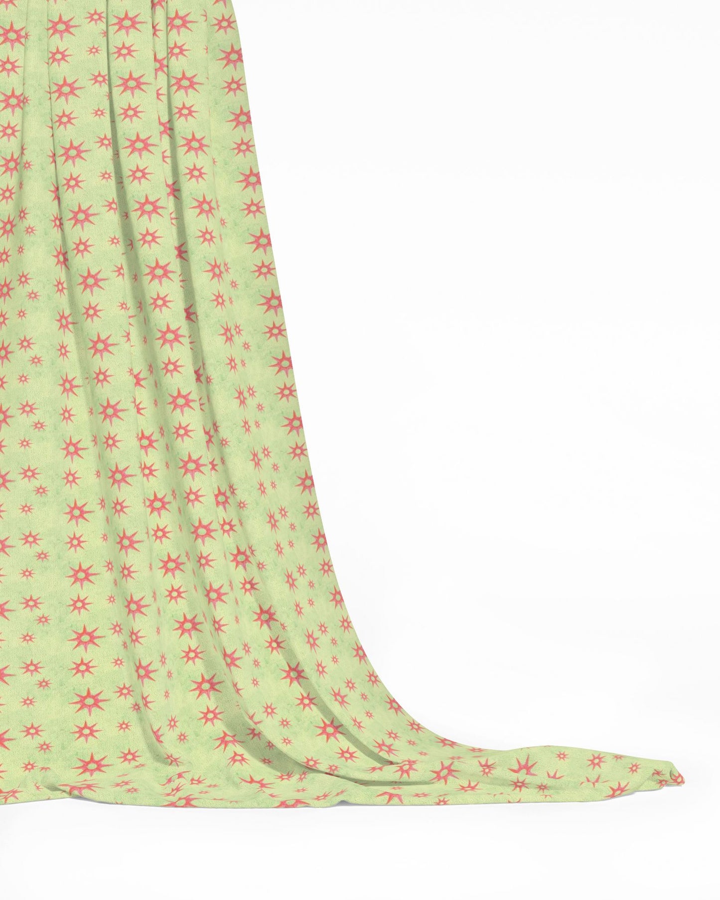 Melammu dark pink 8 3d 8 point star on lime green fabric