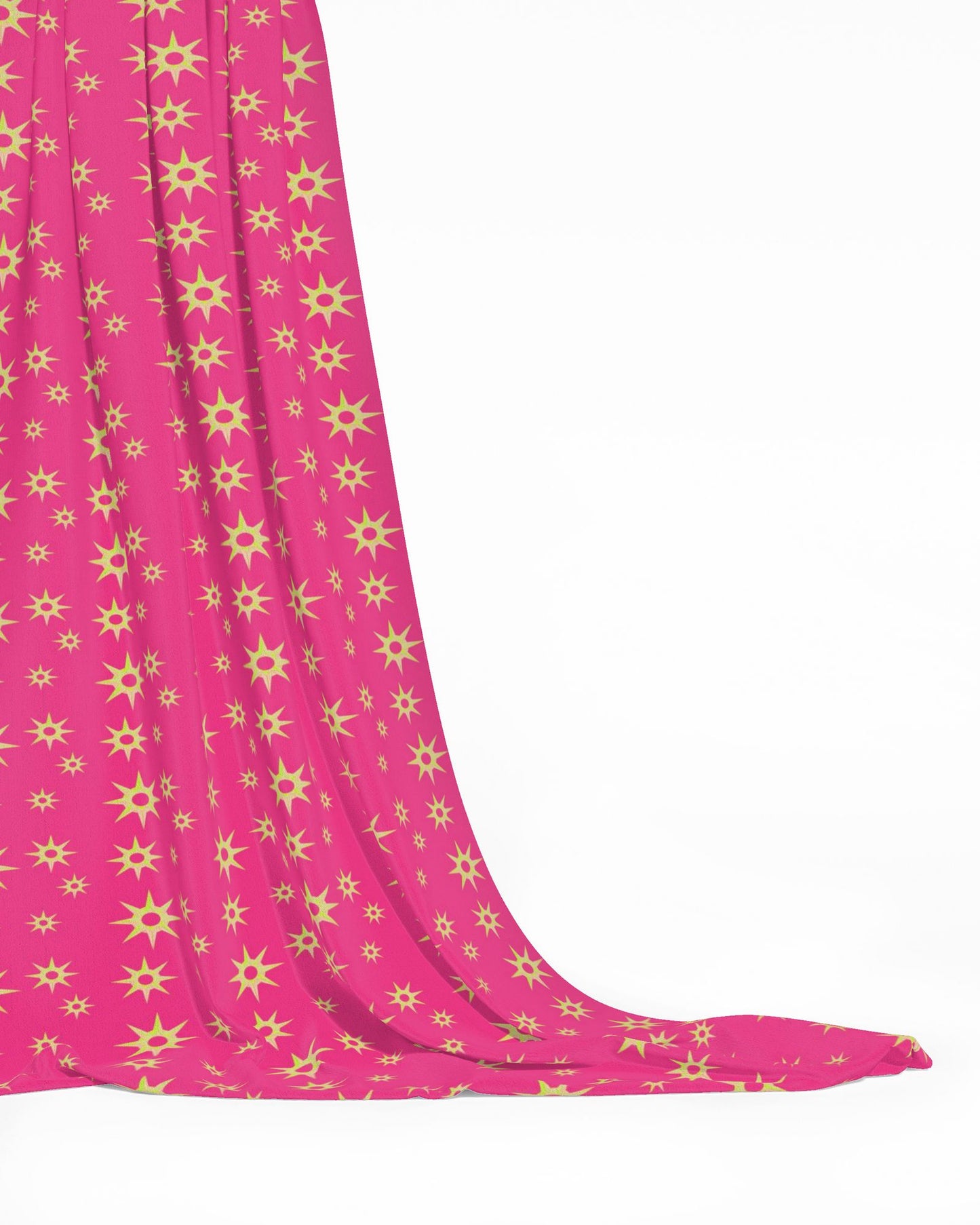 Melammu yellow 3d 8 point star on hot pink fabric