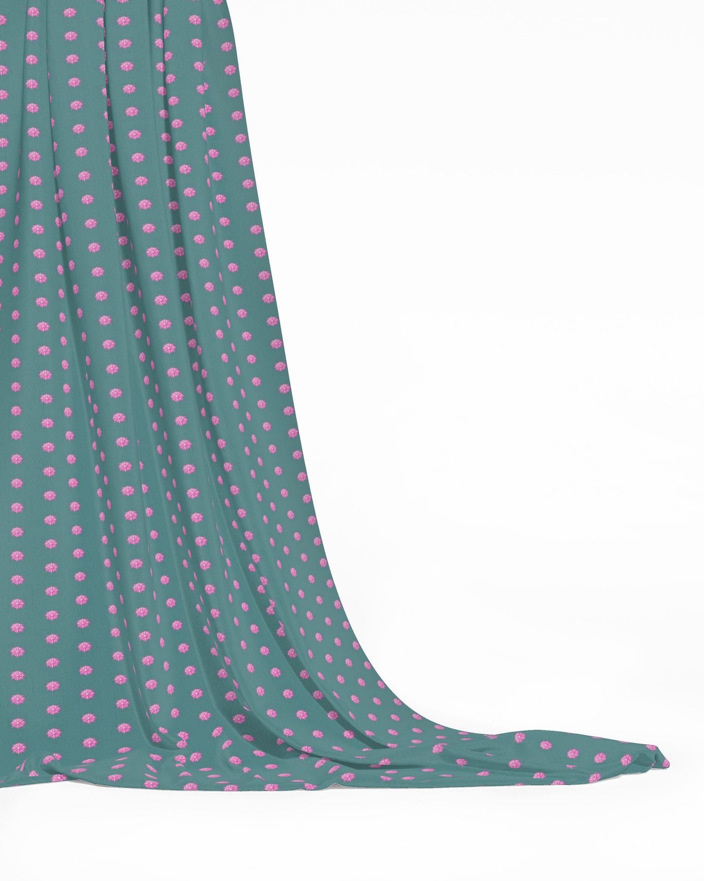 Melammu 3d pink star on circle on dark teal back fabric