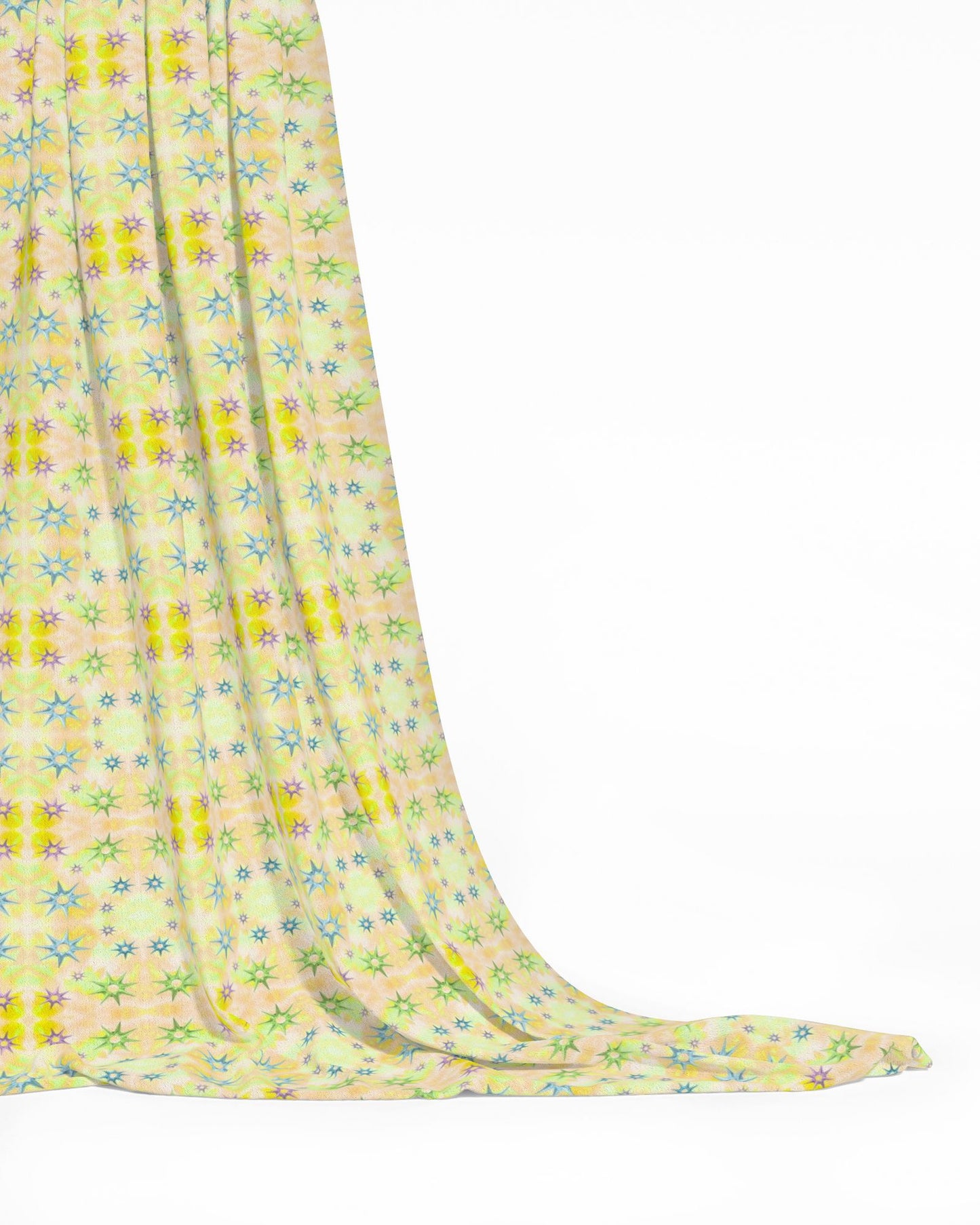 Melammu multicolour metallic star on yellow botanical fabric