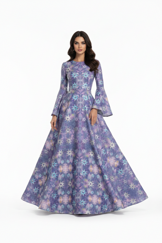 celestial stars botanical ethereal sacred mystical bold celestial Melammu fabric textiles multicoloured design