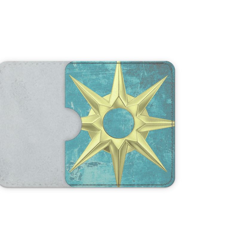 Melammu fern and gold star Leather Card Case