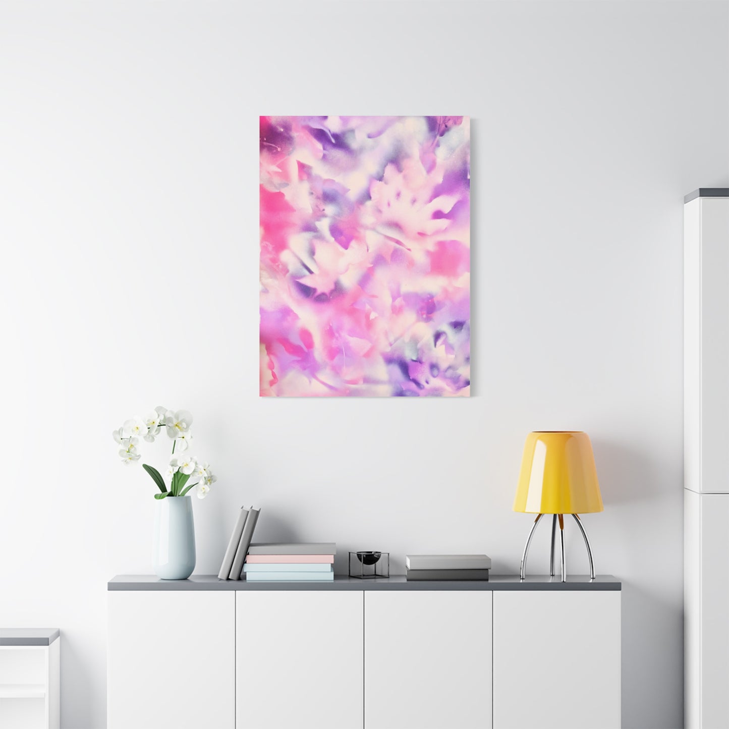Heavenly Botanical — Pink & Purple Spray Paint Canvas Print | by Valentina Theodora