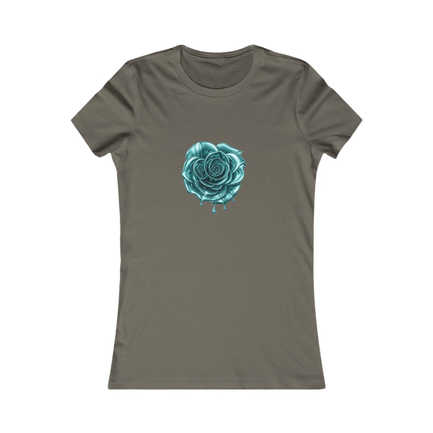 Women's Tee — Chrome Blue Dripping Rose Front with Dripping Melammu Logo Back