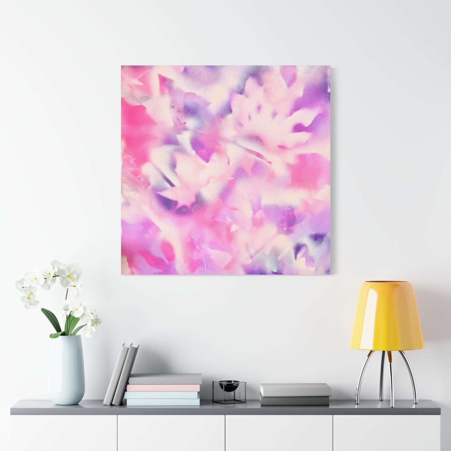 Heavenly Botanical — Pink & Purple Spray Paint Canvas Print | by Valentina Theodora