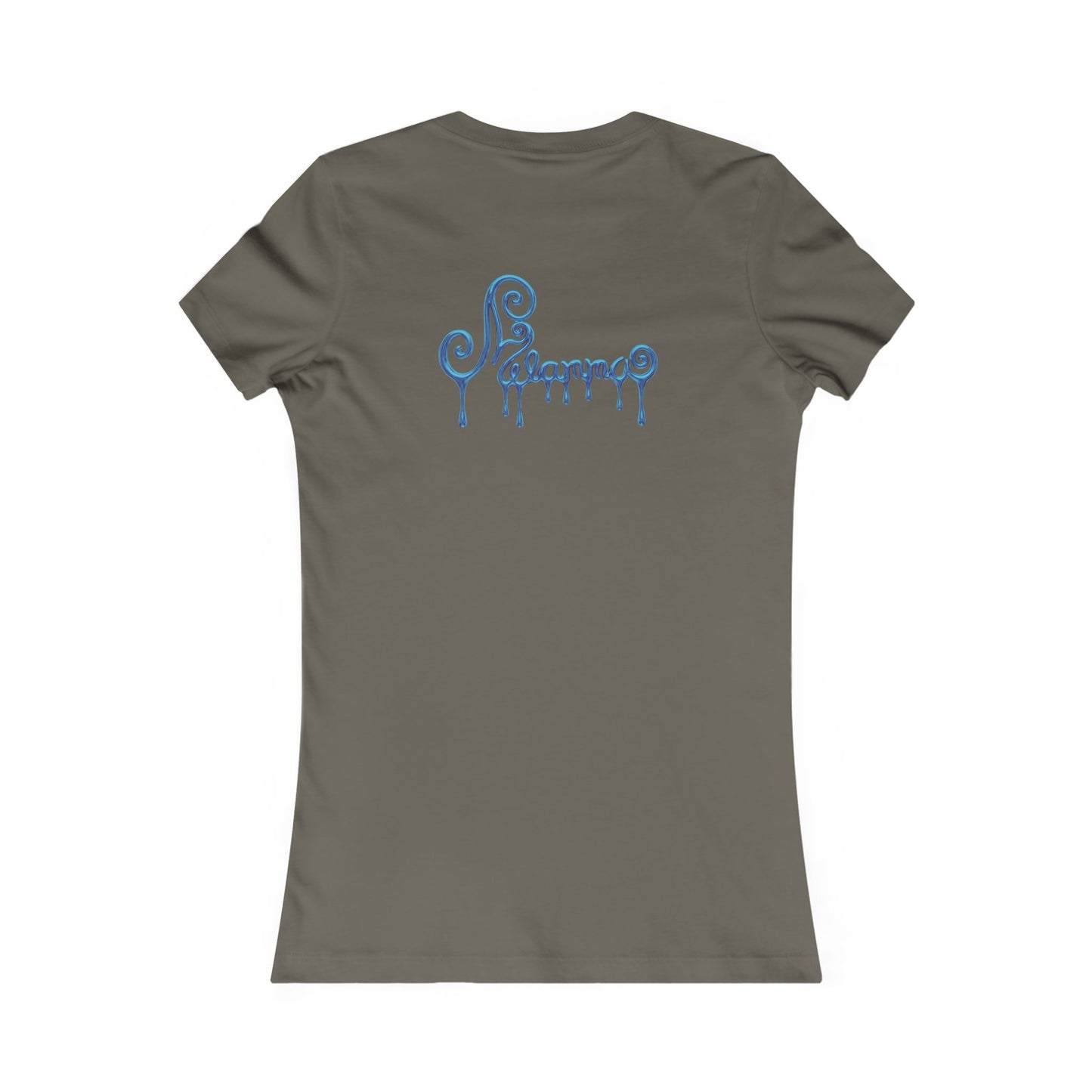 Women's Tee — Chrome Blue Dripping Rose Front with Dripping Melammu Logo Back