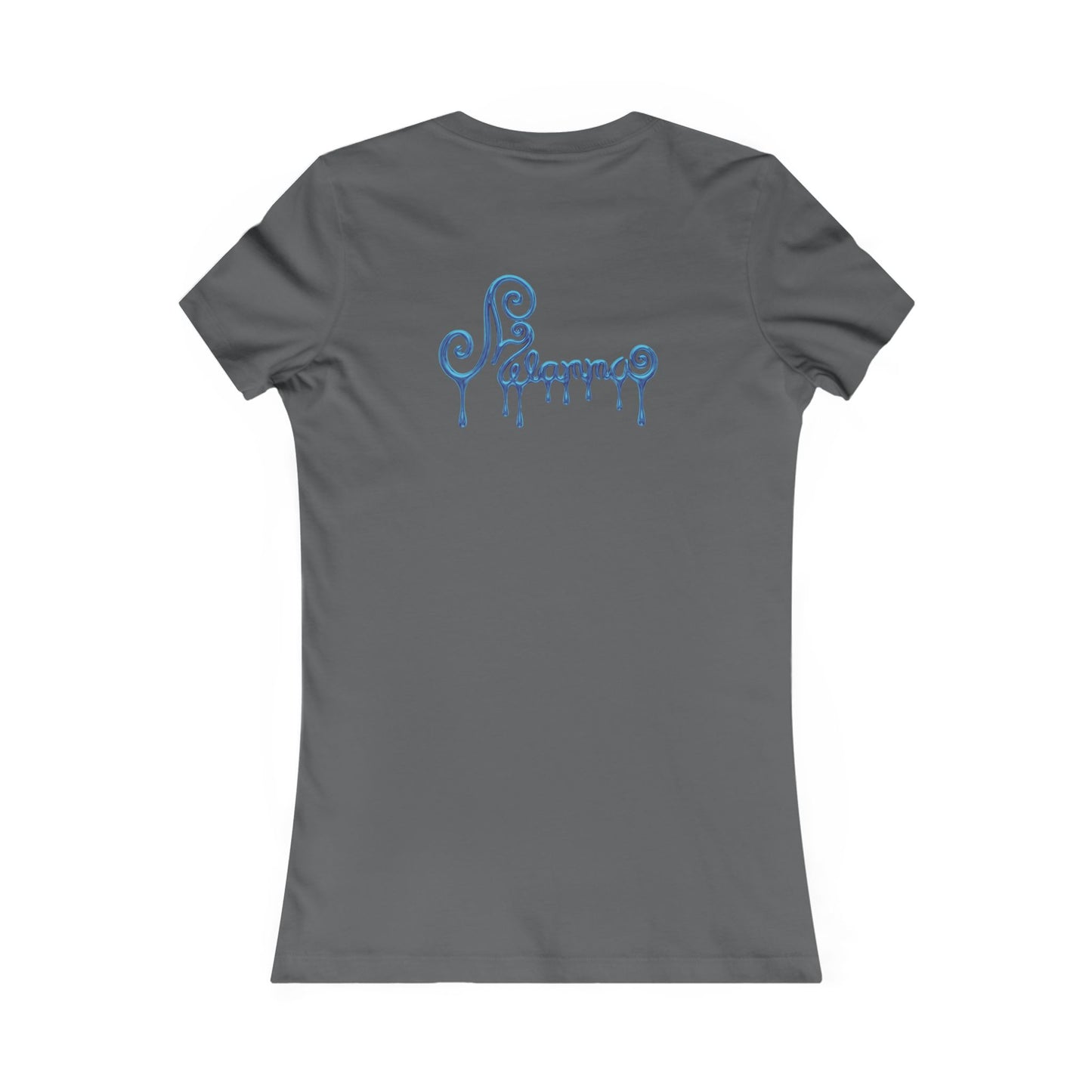 Women's Tee — Chrome Blue Dripping Rose Front with Dripping Melammu Logo Back
