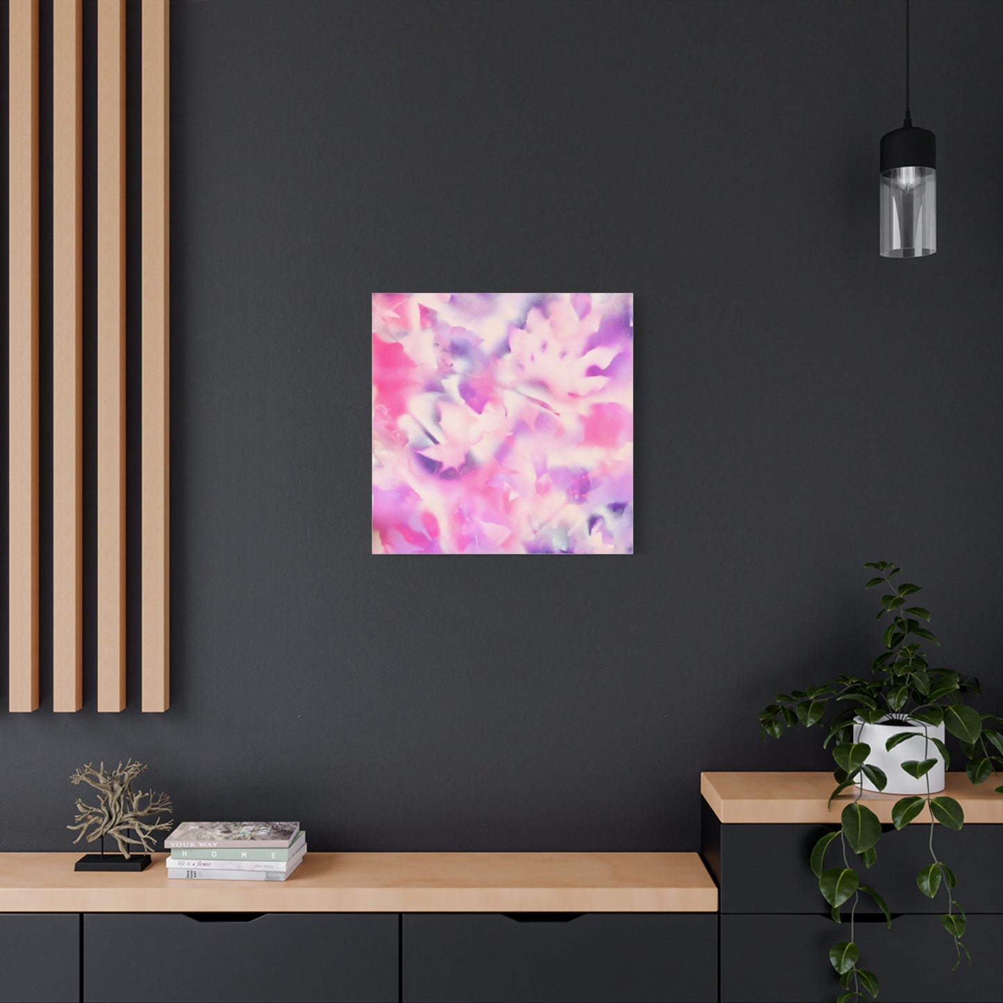 Heavenly Botanical — Pink & Purple Spray Paint Canvas Print | by Valentina Theodora