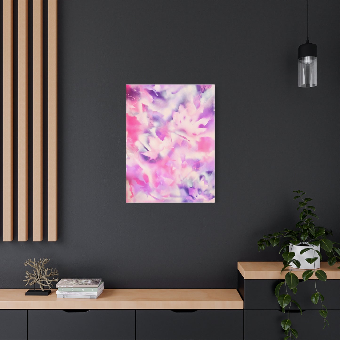 Heavenly Botanical — Pink & Purple Spray Paint Canvas Print | by Valentina Theodora