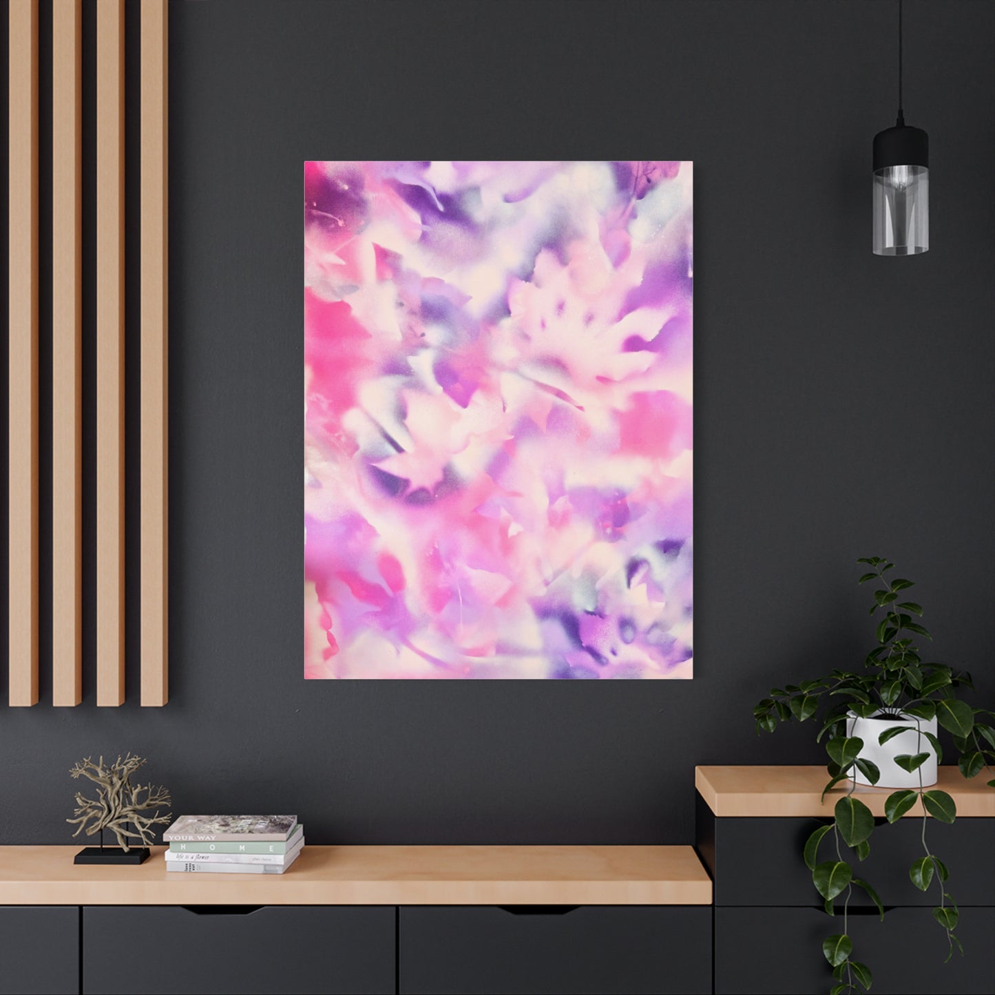Heavenly Botanical — Pink & Purple Spray Paint Canvas Print | by Valentina Theodora