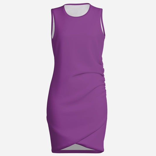 Melammu deep purple sleeveless ruched dress — sexy royal designer piece
