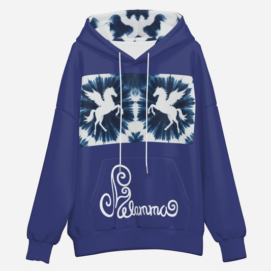 trending viral ultra cool designer Melammu Pegasus Tie-Dye hoodie navy bold mythical ethereal chic Print unique