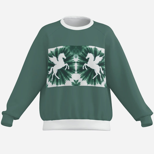 Melammu Pegasus Tie-Dye Sweatshirt — Pastel Green Art Print unique trending viral ultra cool designer