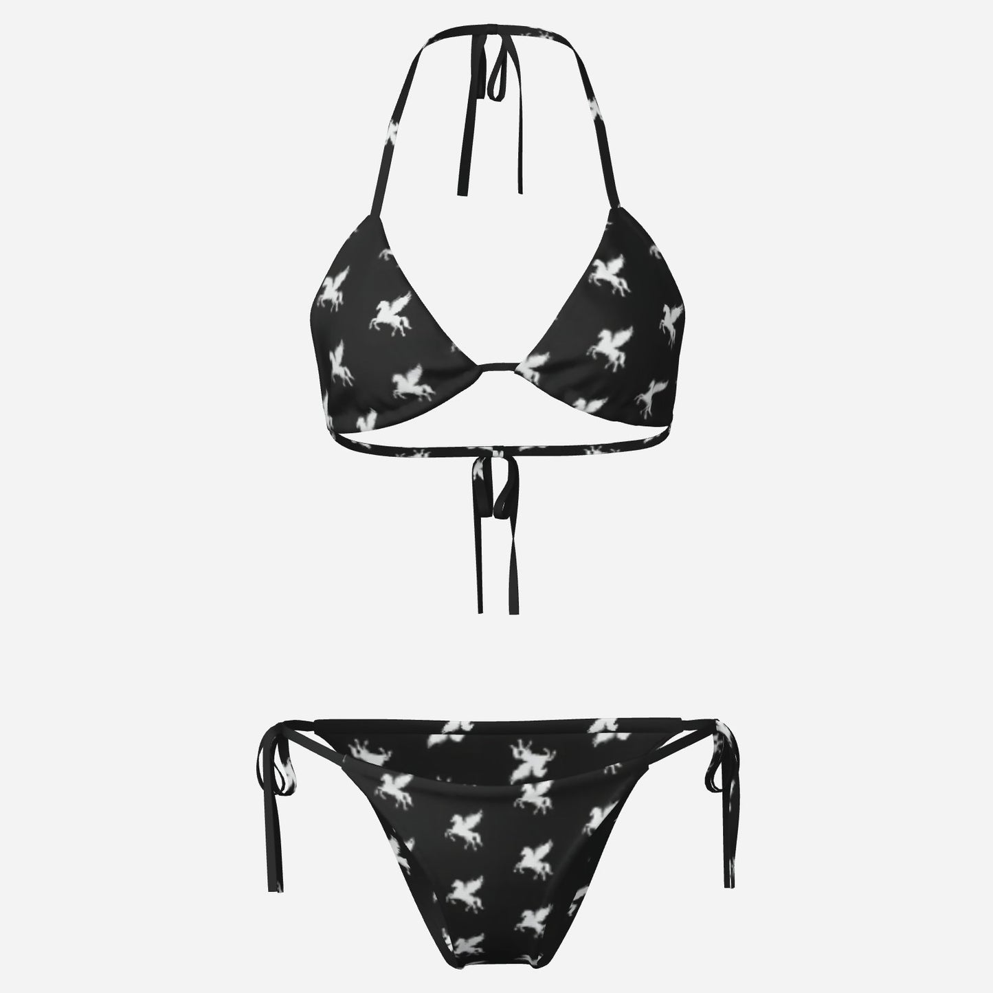 Pegasus Bikini by Melammu — a bold black & white statement swimwear print. Exclusive wearable art designer Unique, chic 