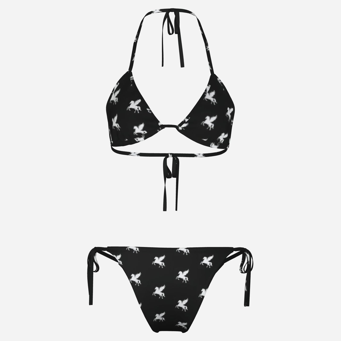 Pegasus Bikini by Melammu — a bold black & white statement swimwear print. Exclusive wearable art designer Unique, chic 