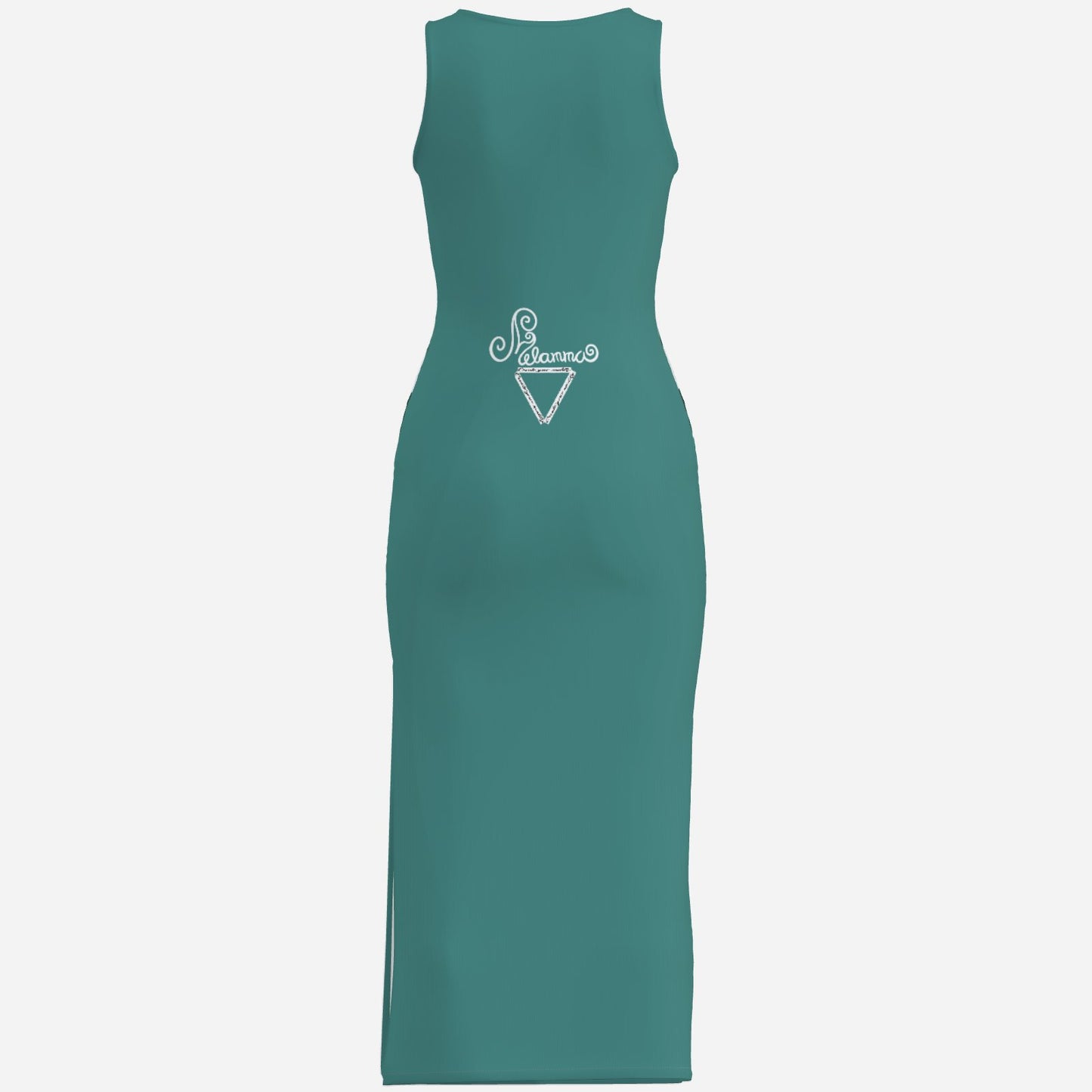 designer cool dark green pegasus mirror print Valentina Theodora original with tie-dye detail Melammu maxi dress stunning wearable art day and night comfortable and trendy