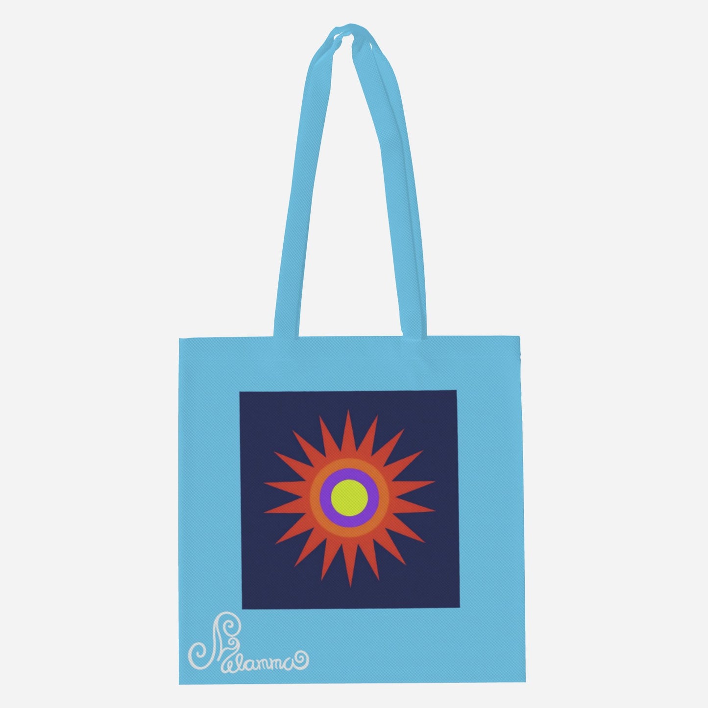 Melammu designer sky blue peggasus navy unique exclusive trending aesthetic square tote bag