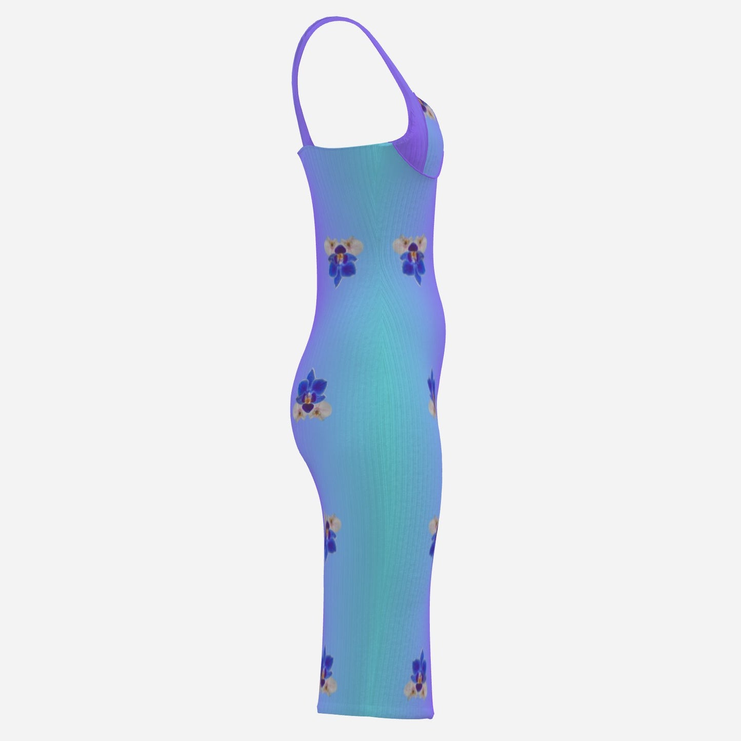 blue orchid cluster body con dress with blue purple gradient Melammu fashion