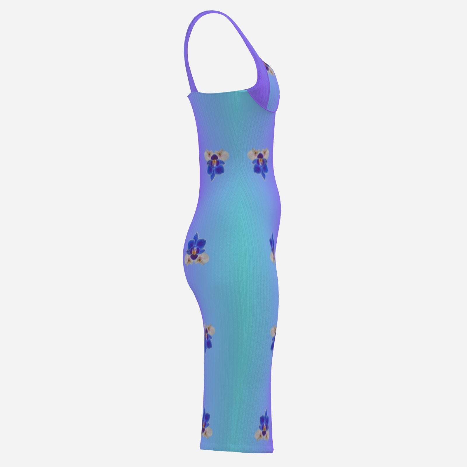 blue orchid cluster body con dress with blue purple gradient Melammu fashion