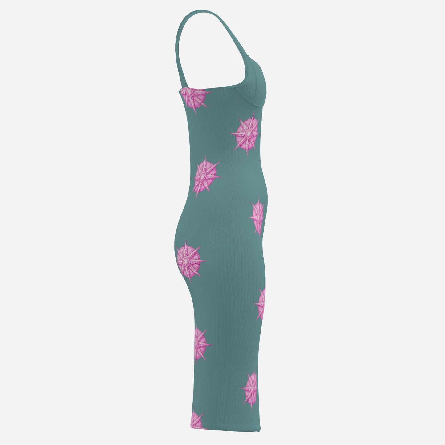 Melammu designer teal and pink medallion exclusive vibrant unique dress