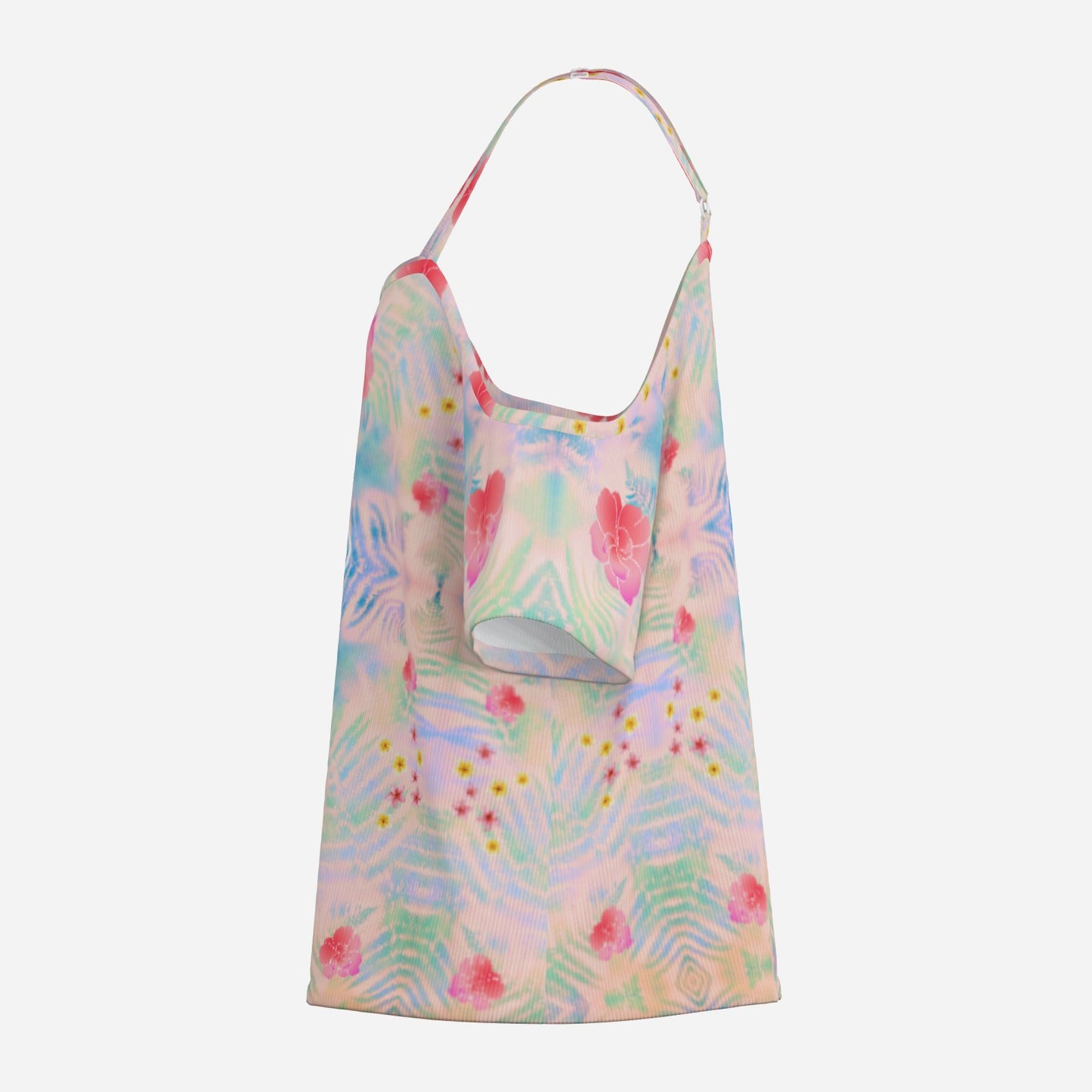 Geometric print shoulderless top botanical melammu pink garment