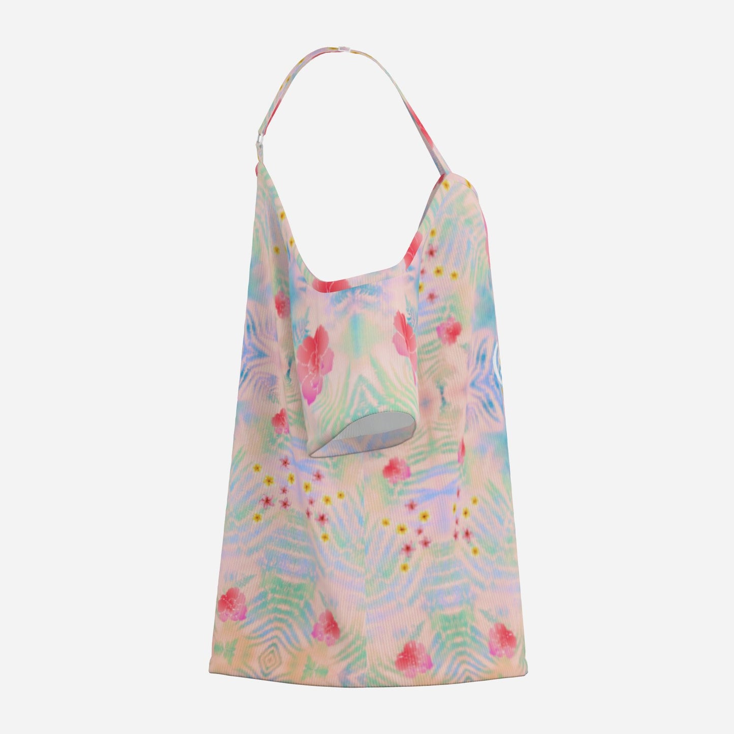 Geometric print shoulderless top botanical melammu pink garment