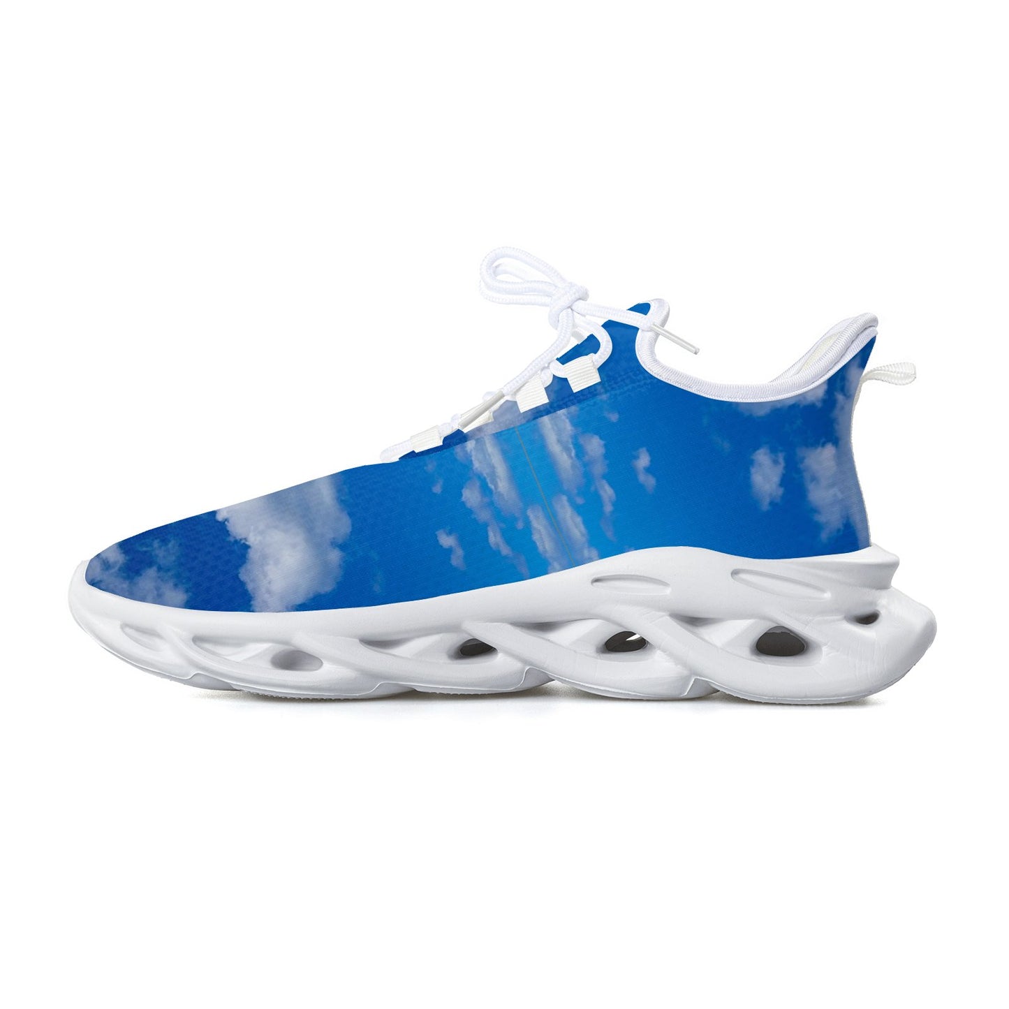 Melammu lightweight blue and white sky cloud trainers sneakers running style shoes wearable conceptual art