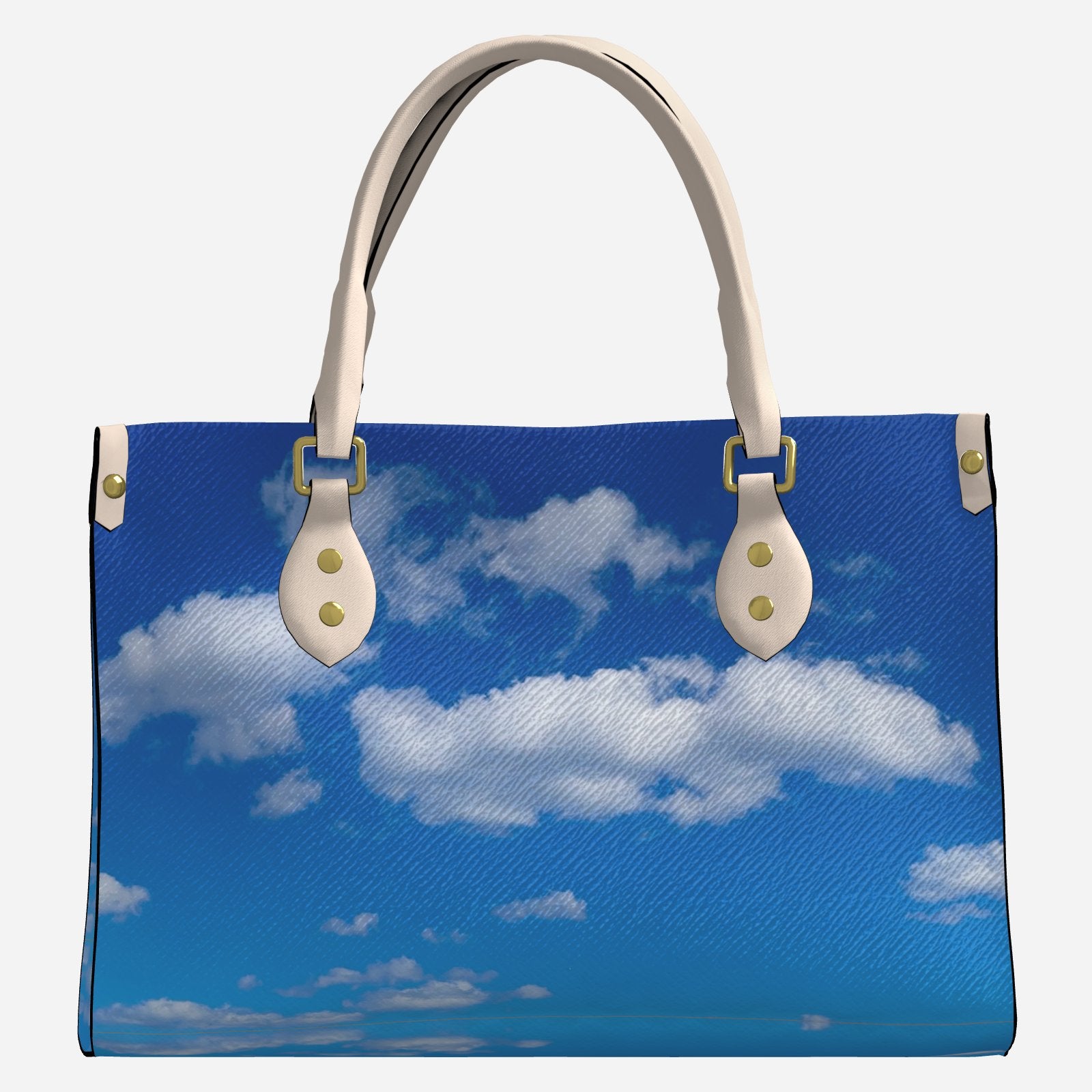 Melammu cloud print hand bag sky blue white handles rectangular variable sizes 