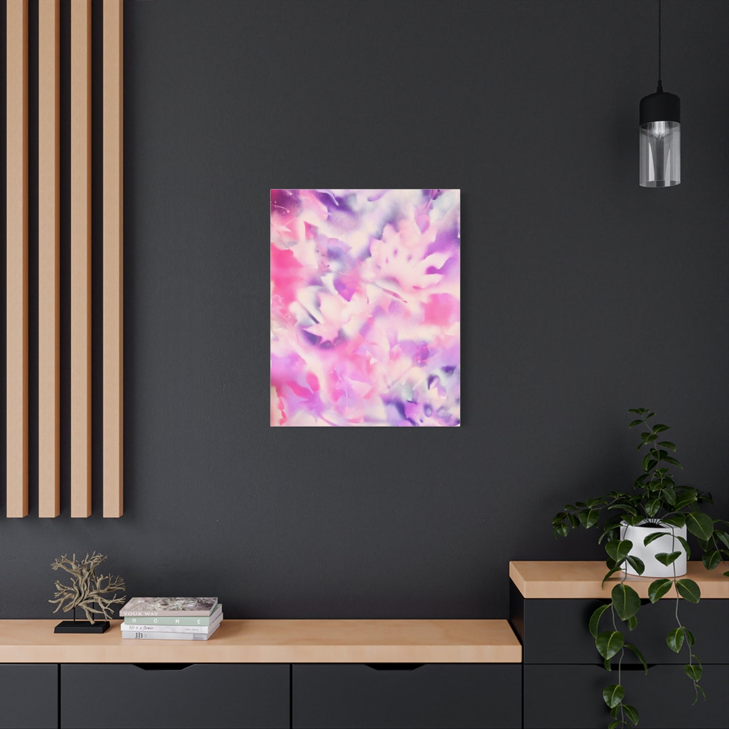 Heavenly Botanical — Pink & Purple Spray Paint Canvas Print | by Valentina Theodora
