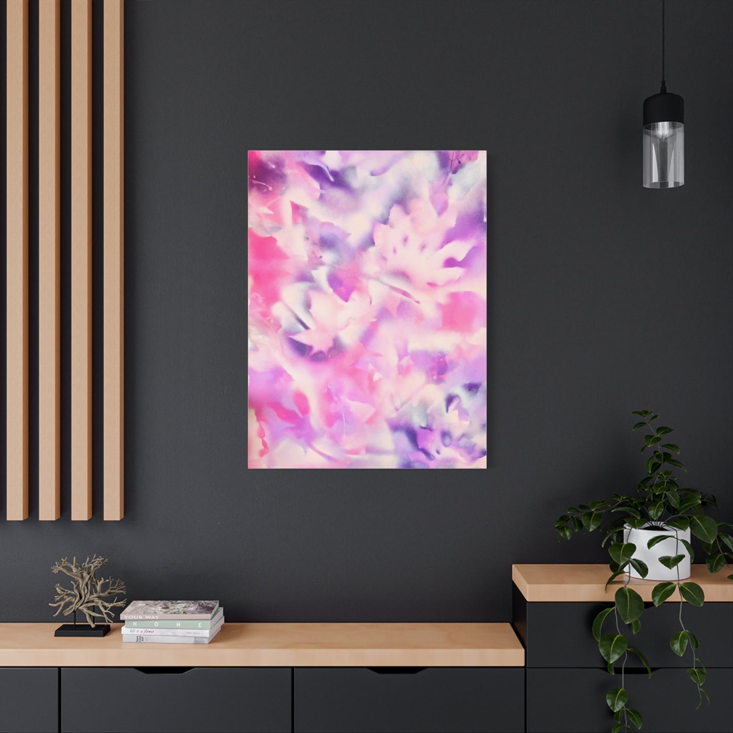 Heavenly Botanical — Pink & Purple Spray Paint Canvas Print | by Valentina Theodora