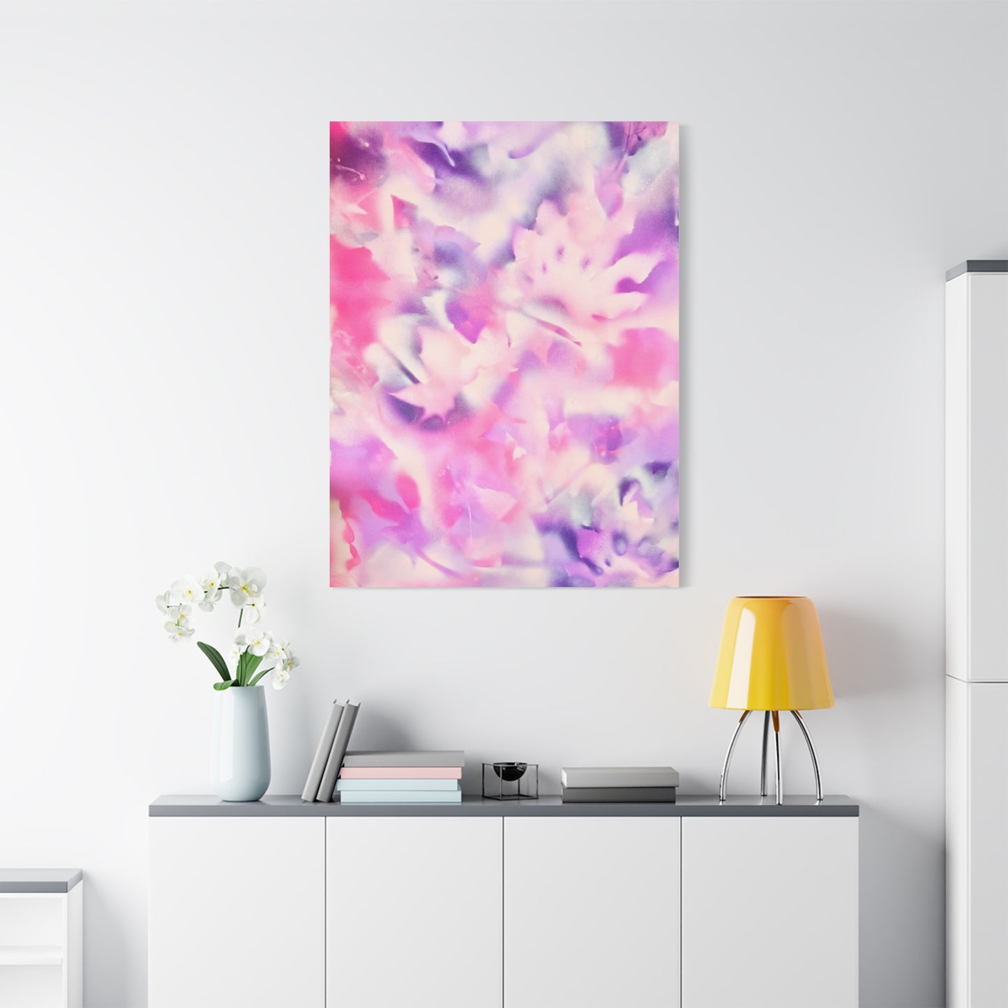Heavenly Botanical — Pink & Purple Spray Paint Canvas Print | by Valentina Theodora
