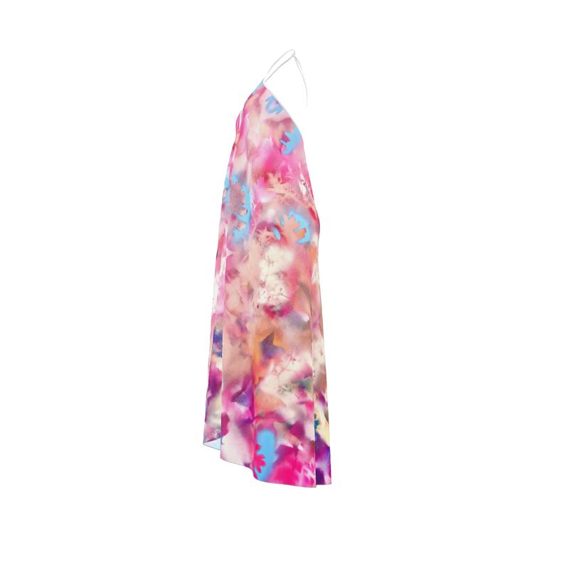 Melammu multicoloured botanical halterneck backless dress