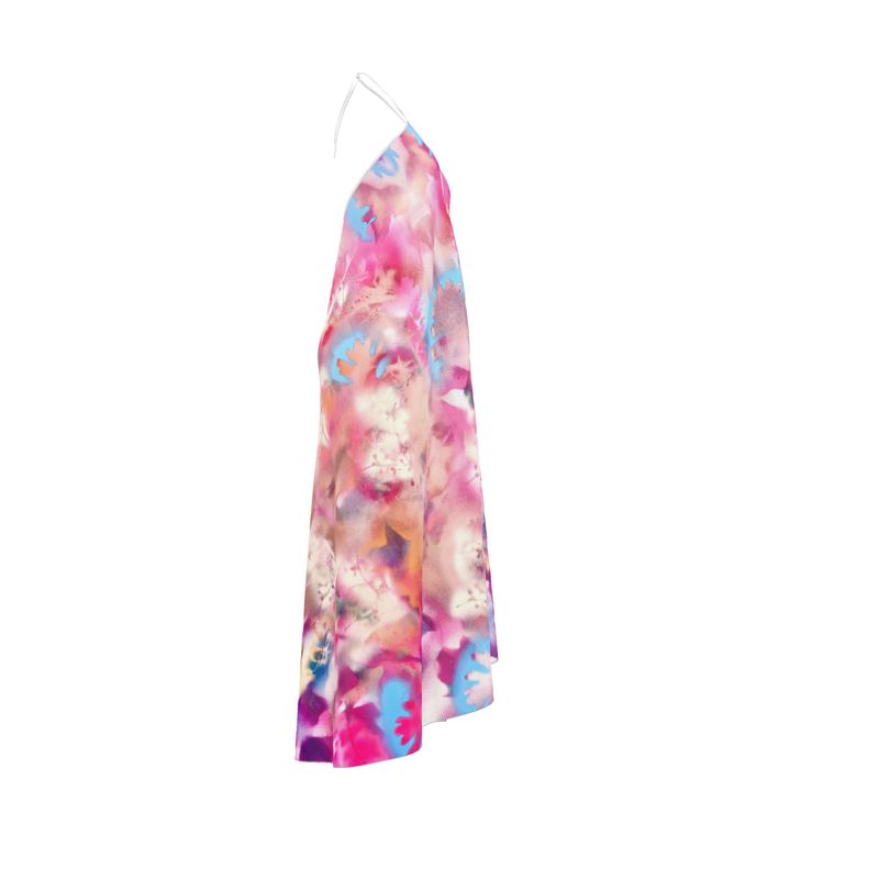 Melammu multicoloured botanical halterneck backless dress