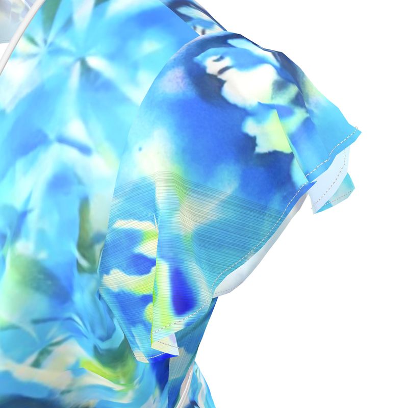 Melammu blue and green botanical Tea Dress