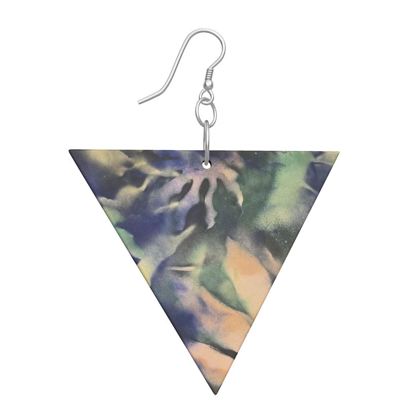 Melammu Wooden botanical triangle earrings