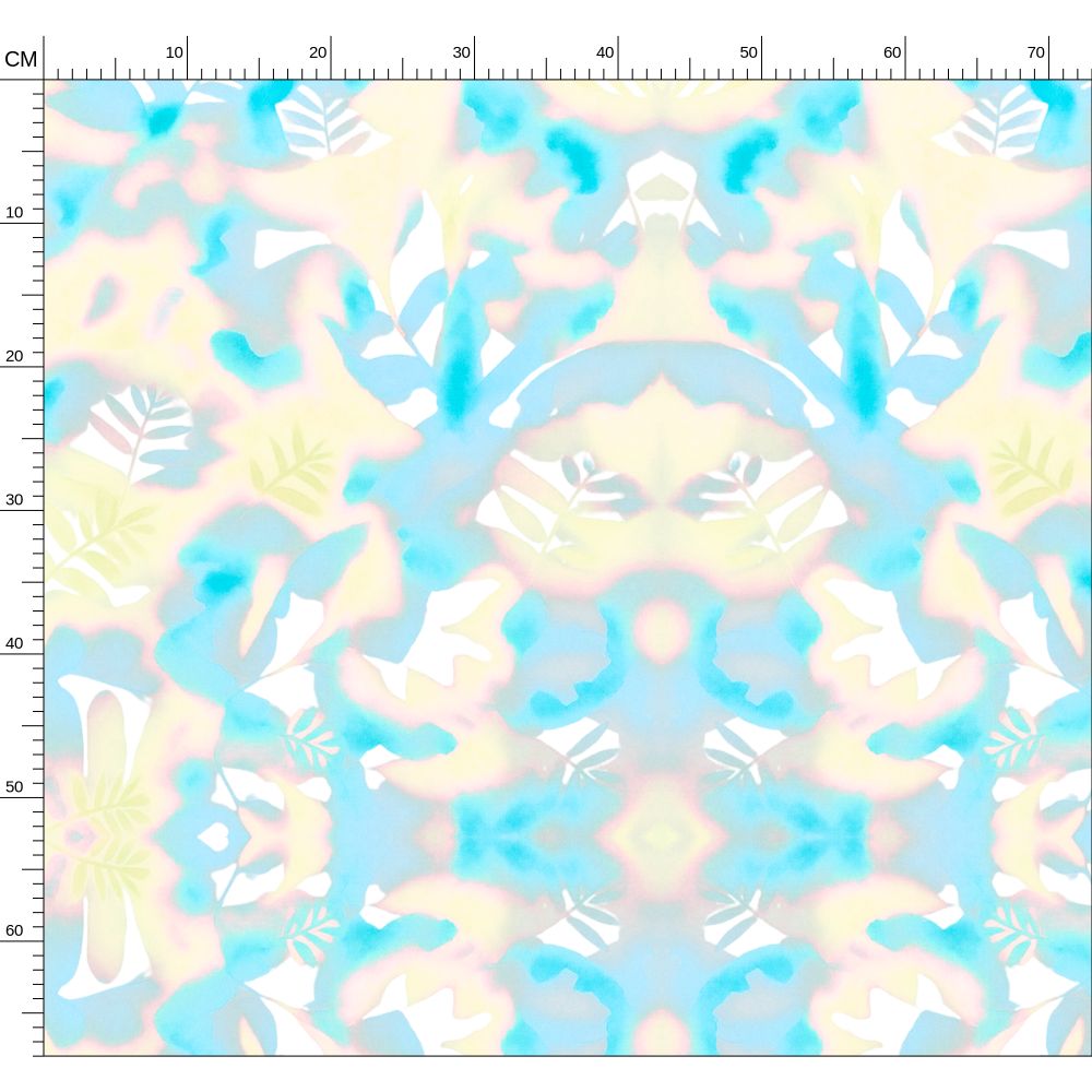 Melammu botanical fabric 01 yellow cyan pink