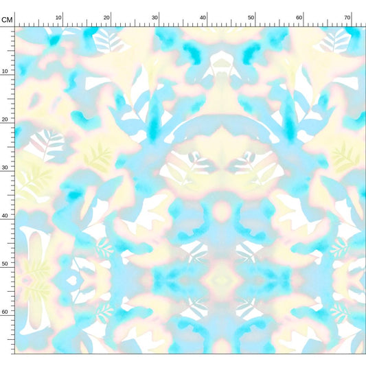 Melammu botanical fabric 01 yellow cyan pink