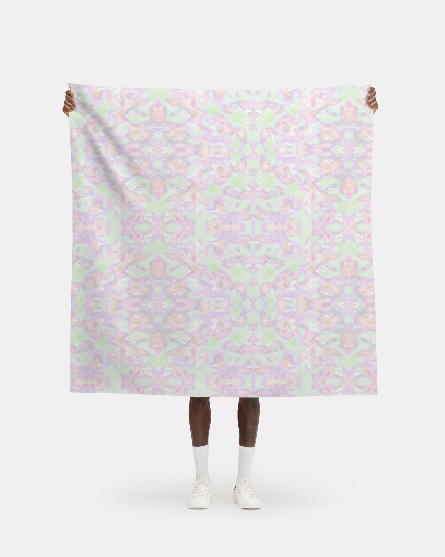02 Melammu fabric botanical pink green and purple geometric