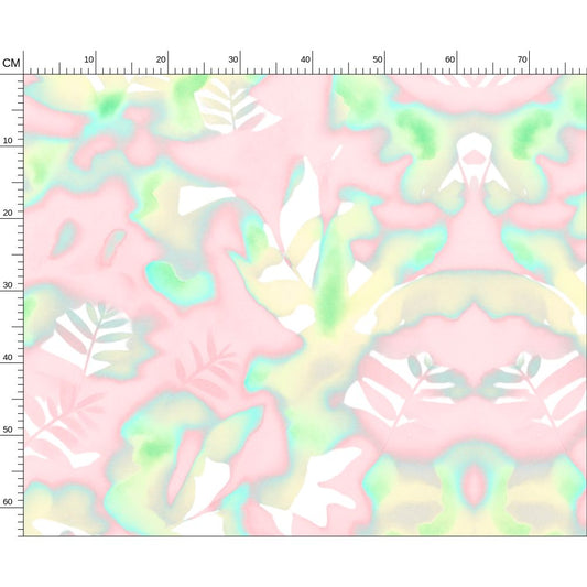 03 Melammu geometric botanical art in pink green cyan and cream