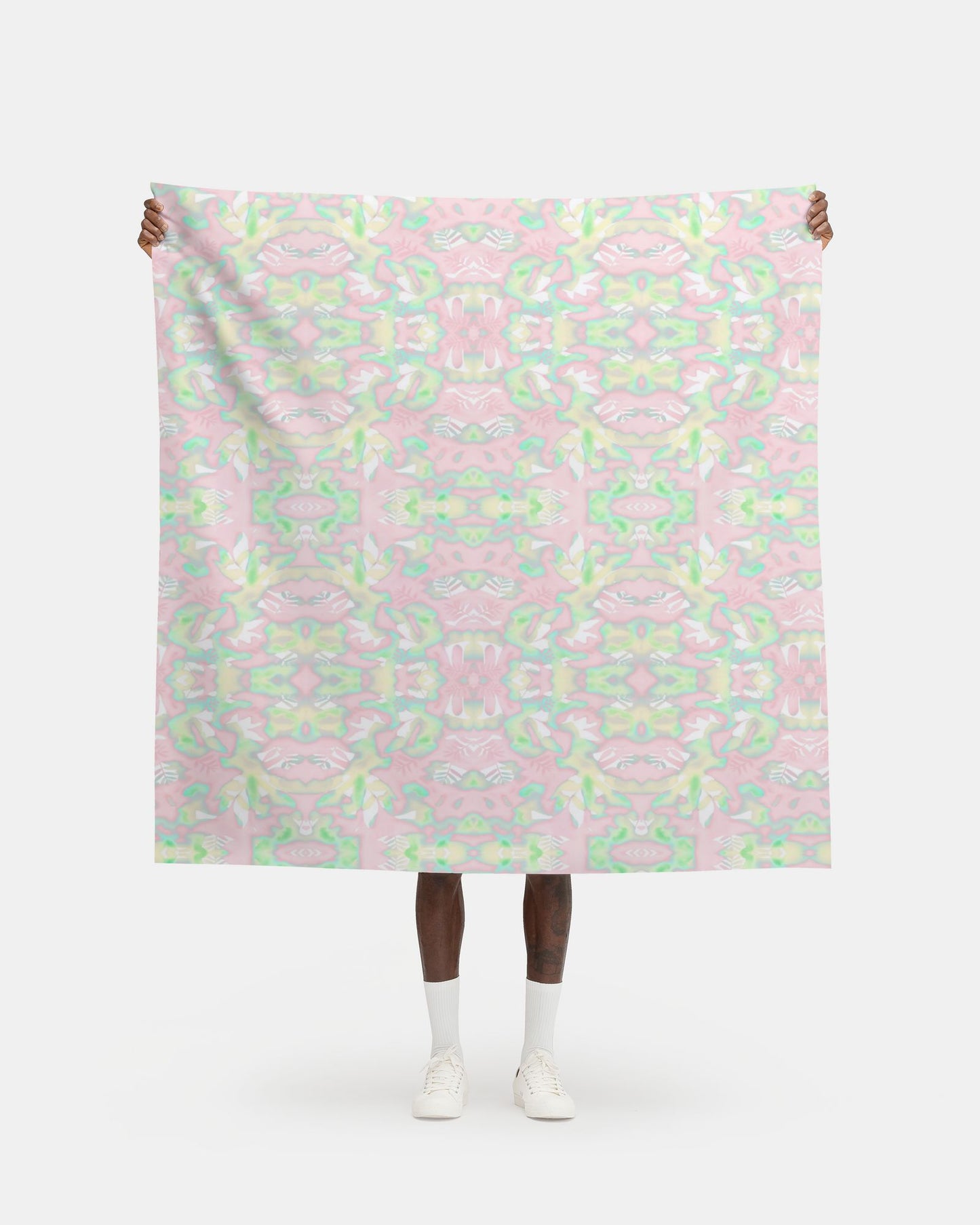 03 Melammu geometric botanical art in pink green cyan and cream