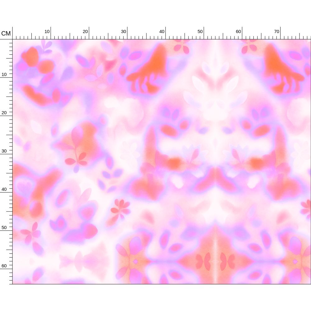 05 Melammu botanical pink red and purple geometric fabric