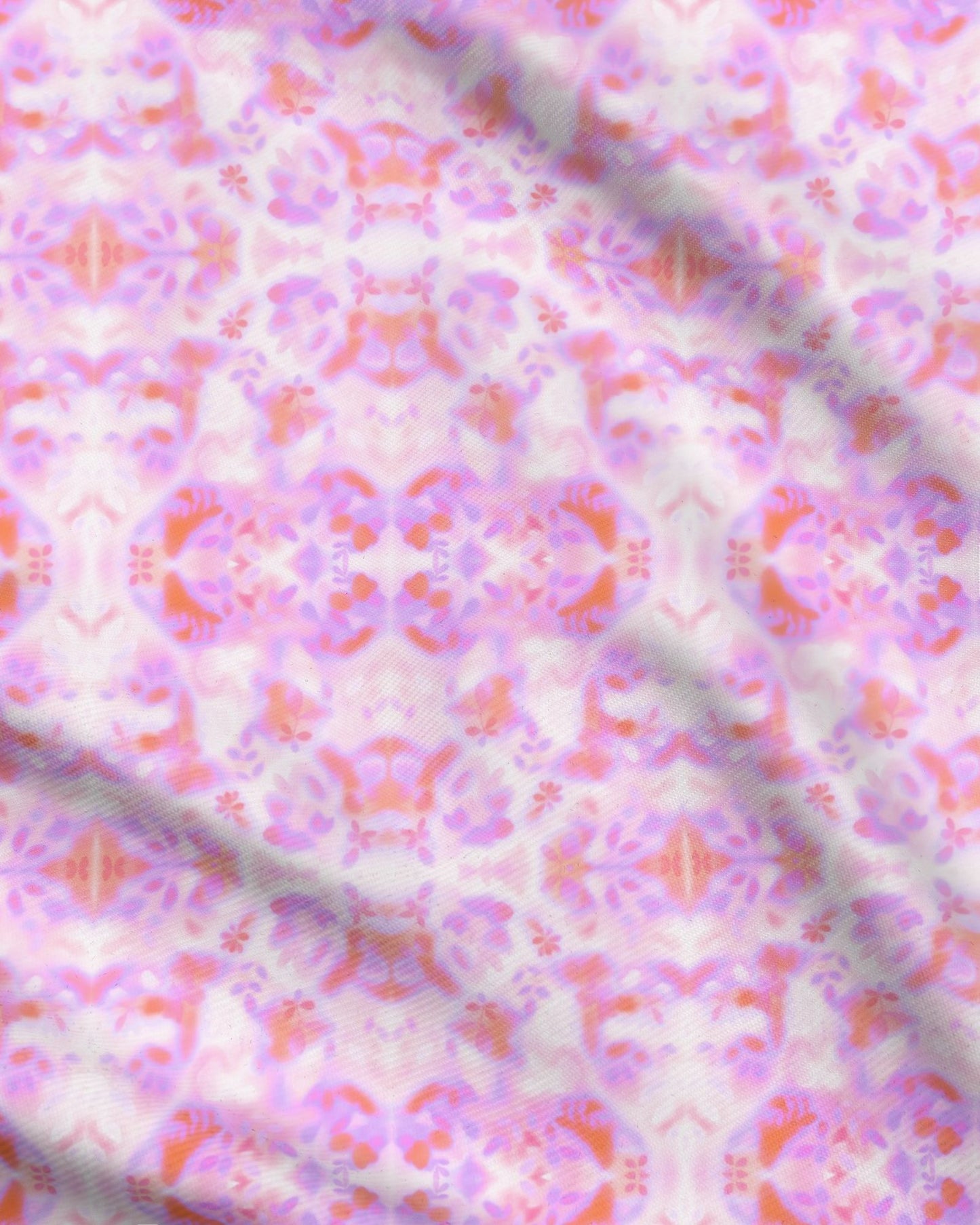 05 Melammu botanical pink red and purple geometric fabric