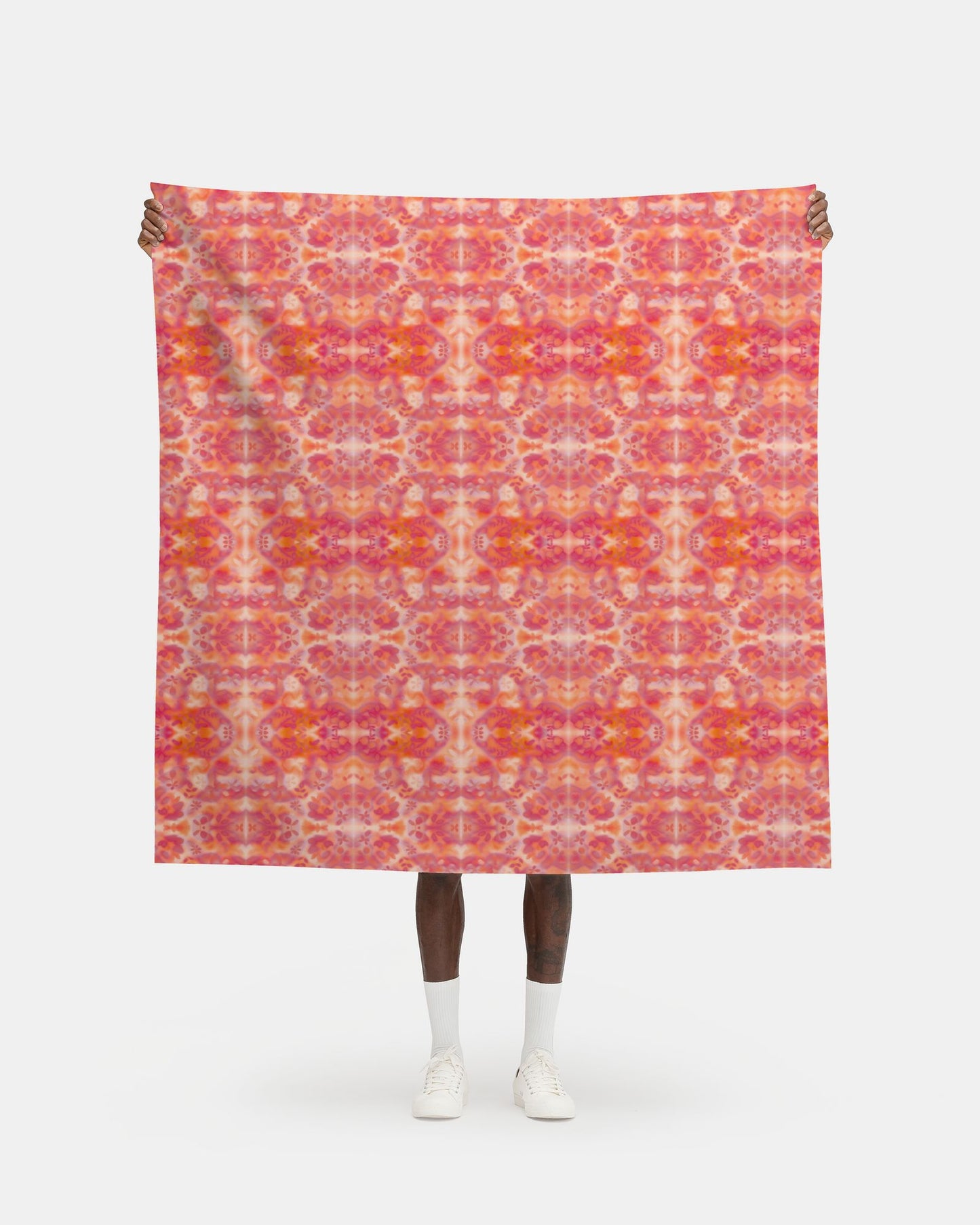 06 Melammu botanical geometric red and orange and purple fabric