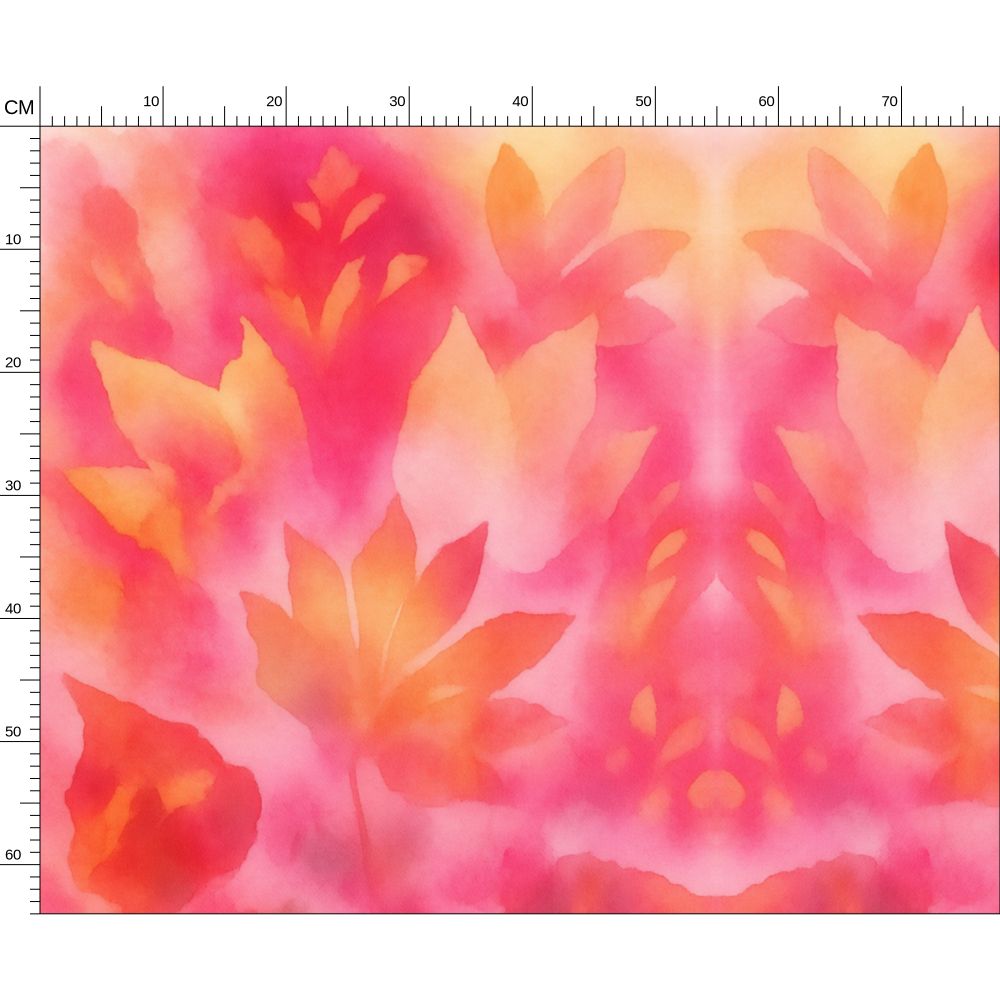 12 Melammu botanical geometric red and peach fabric